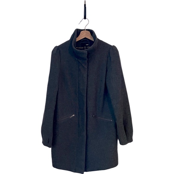 H&M Jackets & Blazers - H&M | Wool Blend Pea Coat, Size 6, Winter, Charcoal Gray, Fully Lined